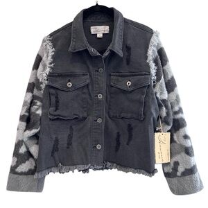 Vintage Havana gray camo denim jacket women’s size small NWT